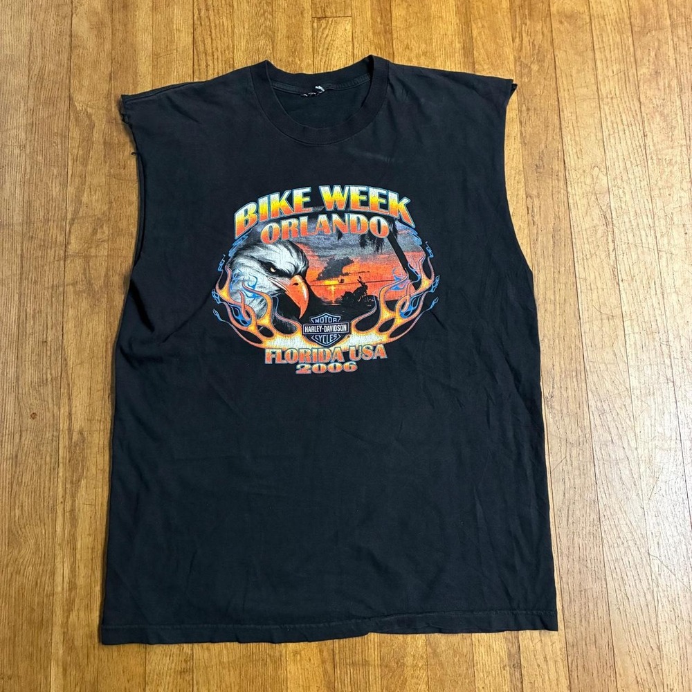 Vintage 2006 Harley-Davidson Bike Week Orlando Florida Tank Top Black Mens XL